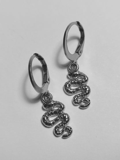 Silver snake earrings